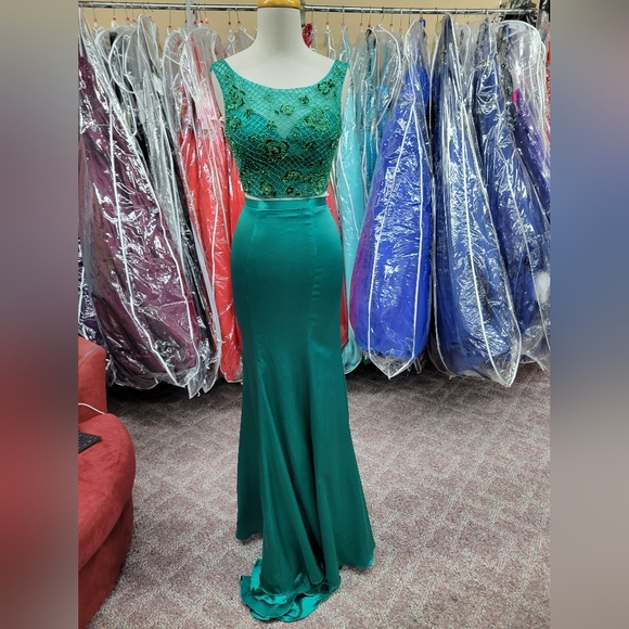 Rachel Allan Jade Green 0 Prom Dress